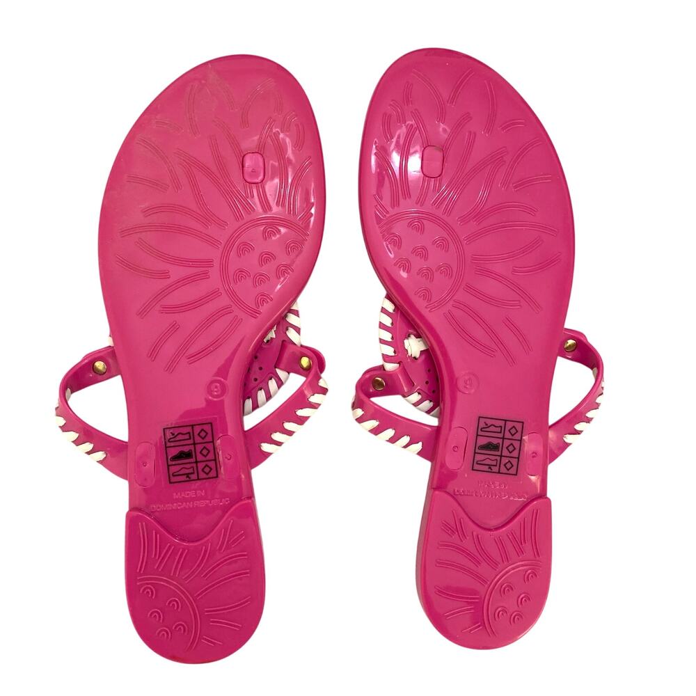 Jack Rogers NWOT Womens Georgica Jelly Sandals Size 9 Bright Pink & White Beachy - Picture 11 of 13